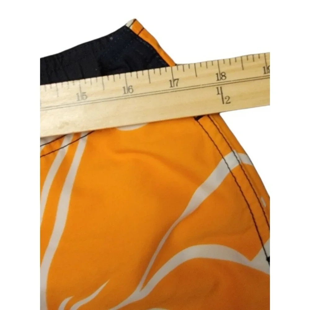 Speedo Mens Board Shorts Orange Black Hibiscus Floral Swim Trunks Large